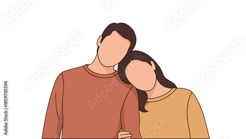 A couple embracing with their heads touching.