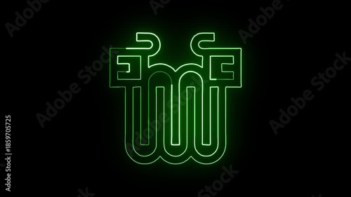 Glowing neon line snake icon with smooth animation. Animal symbol animation HD video isolated on black background