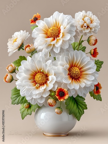 Soft white and golden flowers decorative bouquet high resolution image