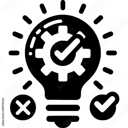 SOLUTION Lightbulb Gear Check Problem Solved Icon Vector