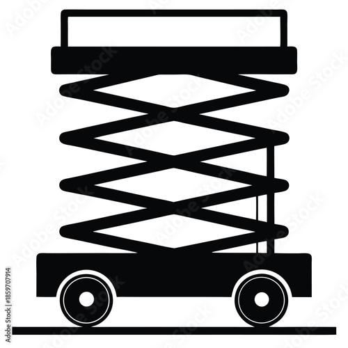 scissor lift machine line art silhouette vector illustration