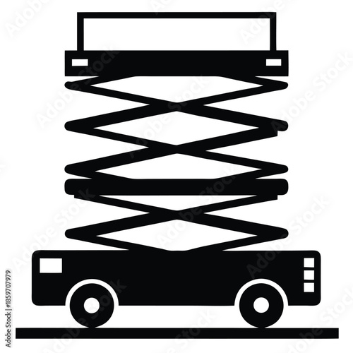 scissor lift machine line art silhouette vector illustration