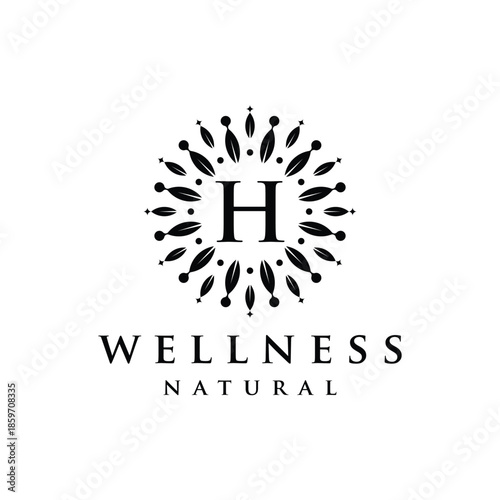 Initial letter H alphabet wellness, green, leaves, natural, health, organic, logo design, circle leaf nature graphic icon vector template