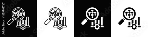 Workflow Analysis Icon With Variatif Black White Minimal Style