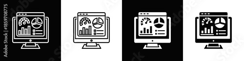 Business Dashboard Icon With Variatif Black White Minimal Style