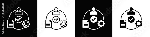 Onboarding Process Icon With Variatif Black White Minimal Style