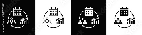 Capacity Planning Icon With Variatif Black White Minimal Style