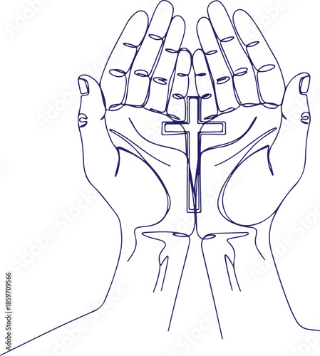 Hands holding a cross vector Illustration