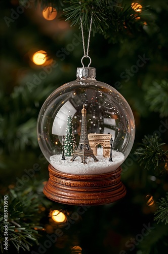 Decorated Glass Globe With Eiffel Tower and Arc De Triomphe Displayed During ...