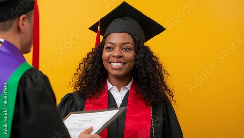 Graduation Ceremony Celebration at a School Location With Students Receiving ...