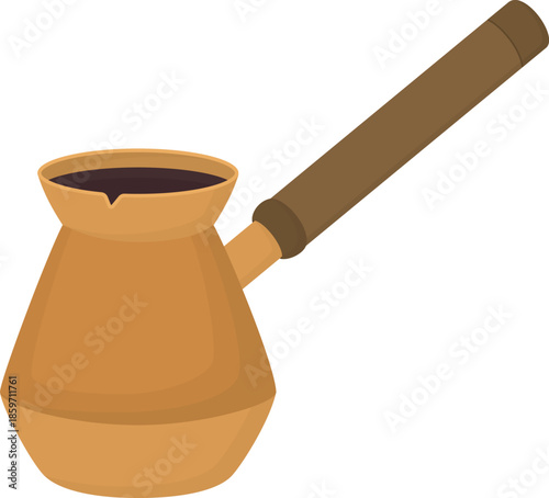 Turkish coffee pot isolated on white background. Traditional cezve with handle