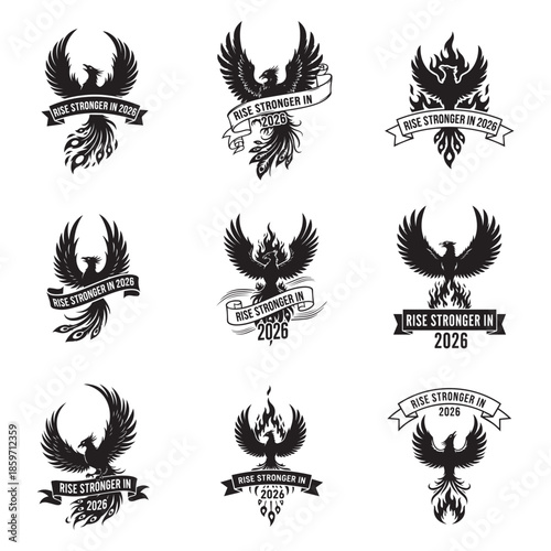 Detailed Feather Phoenix Art Monochrome Rise Stronger Motivational