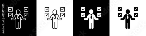 Self Assessment Icon With Variatif Black White Minimal Style