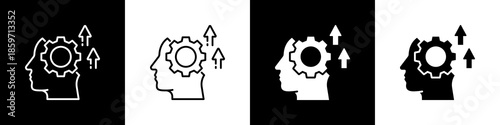 Self Improvement Icon With Variatif Black White Minimal Style