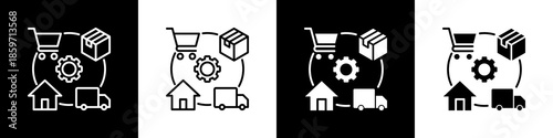 Fulfillment Icon With Variatif Black White Minimal Style