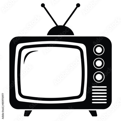 retro old tv line art silhouette vector illustration