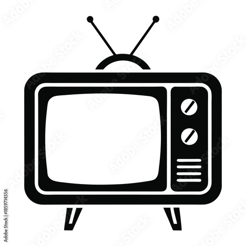 retro old tv line art silhouette vector illustration