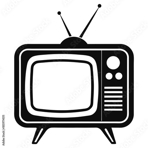 retro old tv line art silhouette vector illustration