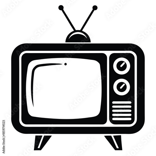 retro old tv line art silhouette vector illustration