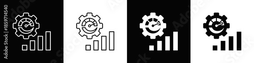Performance Management Icon With Variatif Black White Minimal Style