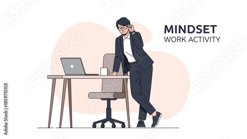 motivational office work scene emphasizing mindset and work activity