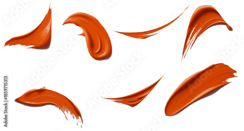 Bright Orange Brush Strokes Abstract Paint Marks for Art and Creative design elements.