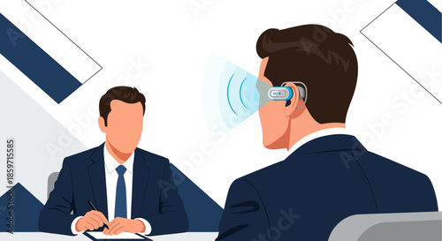 Futuristic business meeting with augmented reality glasses facilitating communication effortlessly