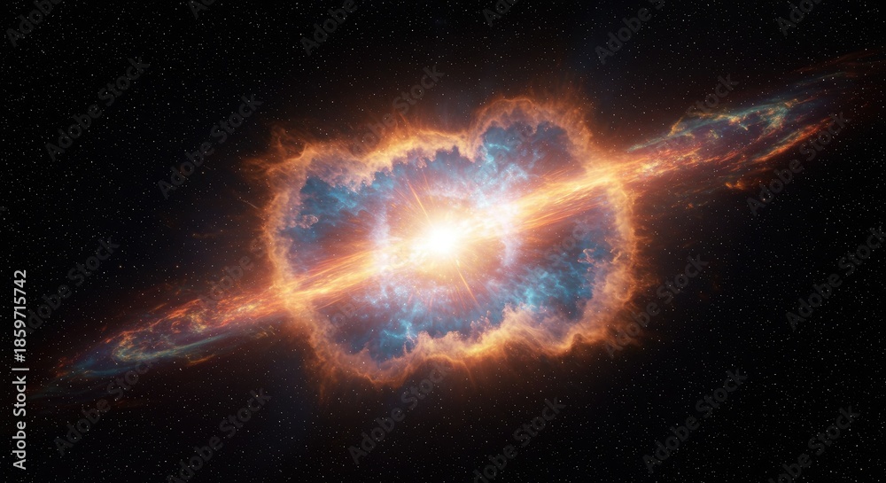 Obraz premium Glowing Supernova Explosion Illuminating the Cosmic Void