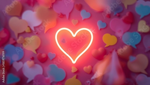 Colorful Hearts and Glowing Light Against a Bright Background in a Festive Se...