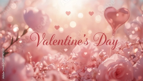Valentines Day Flowers and Hearts With Soft Light in the Background Create a ...
