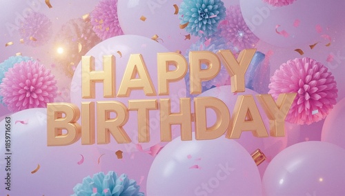 Colorful Balloons and Decorations Celebrate a Special Event With Happy Birthd...