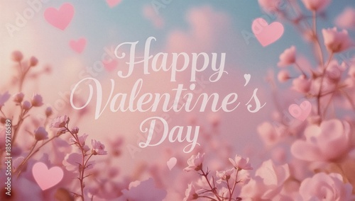 Valentines Day Flowers and Hearts With Soft Light in the Background Create a ...