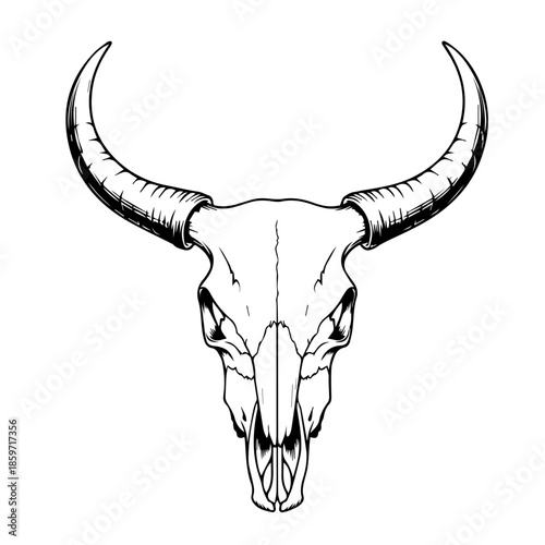 Bull skull with large horns