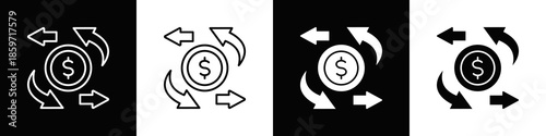 Cashflow Icon With Variatif Black White Minimal Style