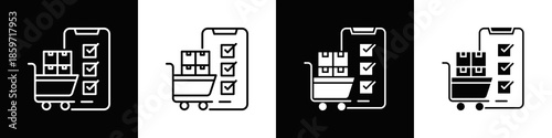 Ecommerce Icon With Variatif Black White Minimal Style
