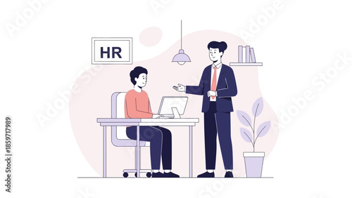 Professional Human Resources Interview Scene with HR Manager and Candidate in Modern Office Setting