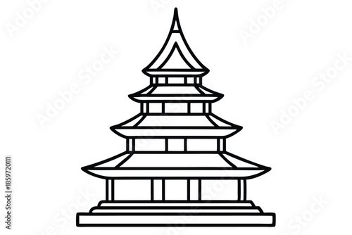 pagoda line art silhouette vector illustration