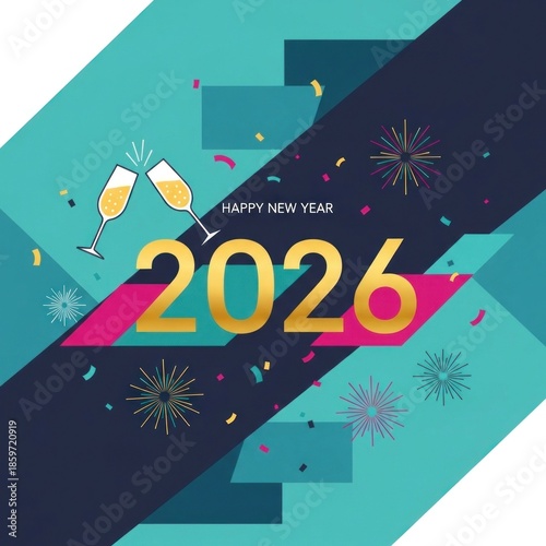 Vibrant New Year 2026 Celebration Graphic Design.