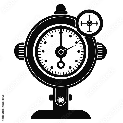 old style steampunk pressure gauge line art silhouette vector illustration