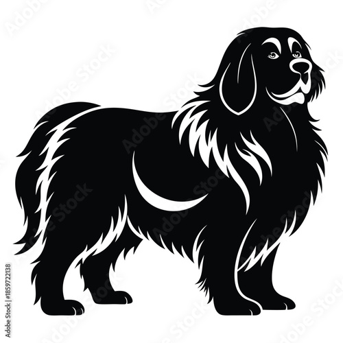newfoundland line art silhouette vector illustration