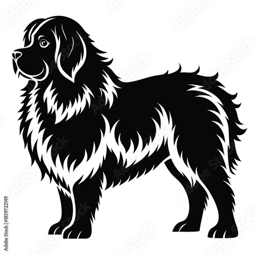 newfoundland line art silhouette vector illustration