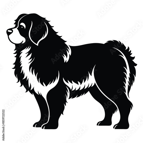 newfoundland line art silhouette vector illustration