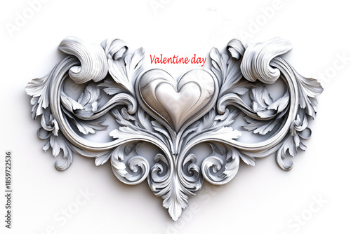 Valentine day heart decoration isolated on white background