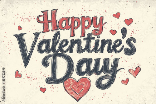 Happy valentine's day text isolated on white background