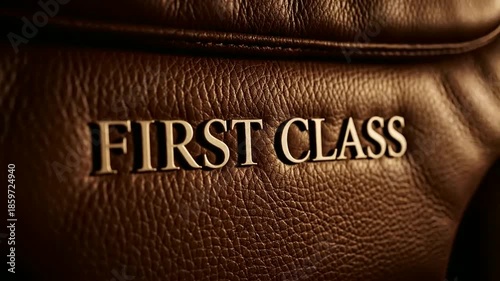 A luxurious first class leather seat in a modern airplane cabin video