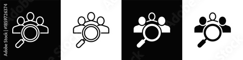 Recruitment  Icon Set White And Black Background Style