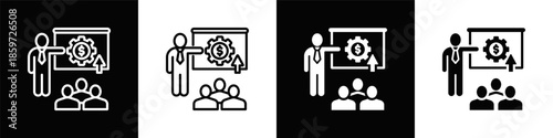 Training  Icon Set White And Black Background Style