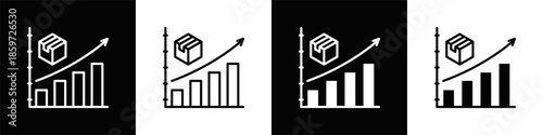 Product Sales  Icon Set White And Black Background Style