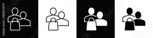 Customer  Icon Set White And Black Background Style