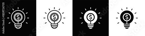 Business Innovation  Icon Set White And Black Background Style